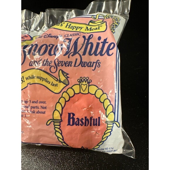 Vintage 1992 McDonald’s Disney Snow White Bashful Happy Meal Toy – Sealed - Picture 4 of 10